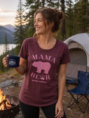 Mama Bear Banff Canada Short Sleeve Tee - Designed In Canada- NWOT - Ladies M